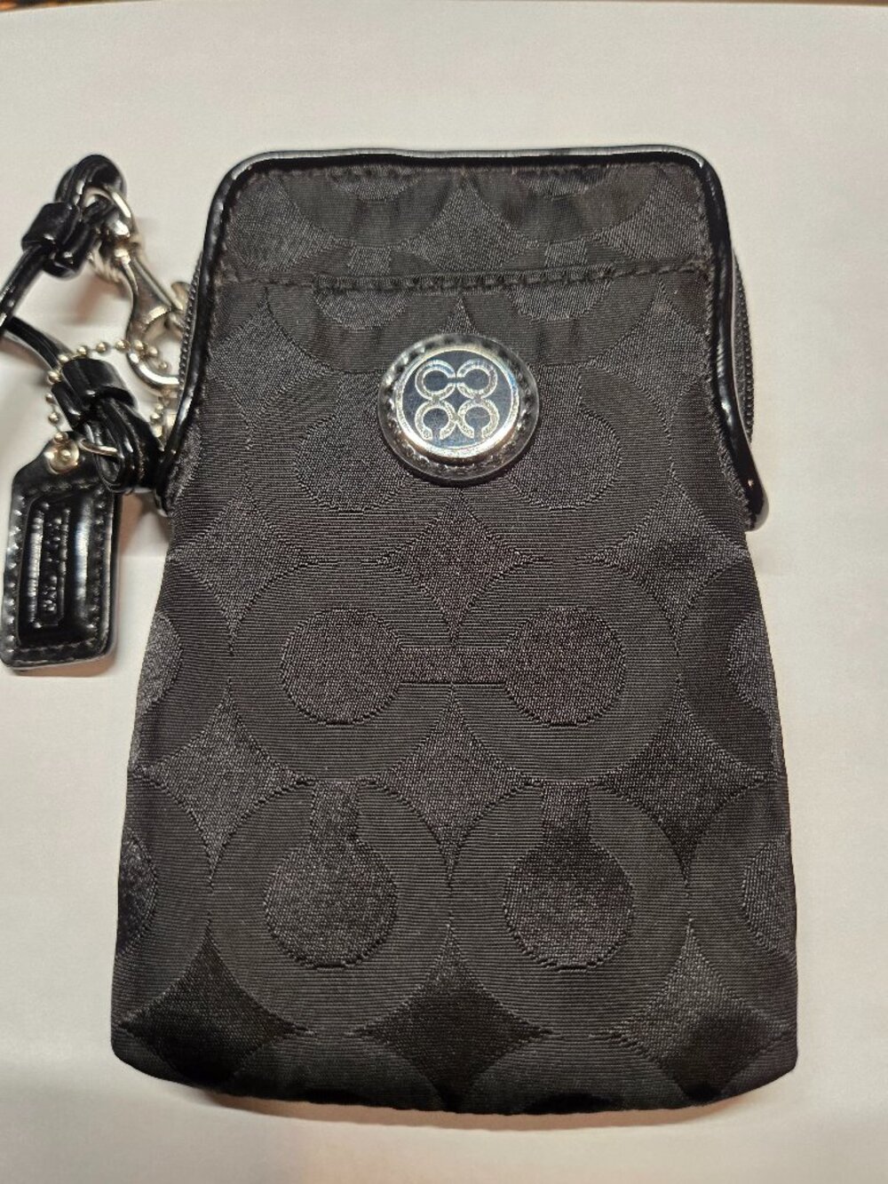 Coach Black Signature Small Canvas Wristlet